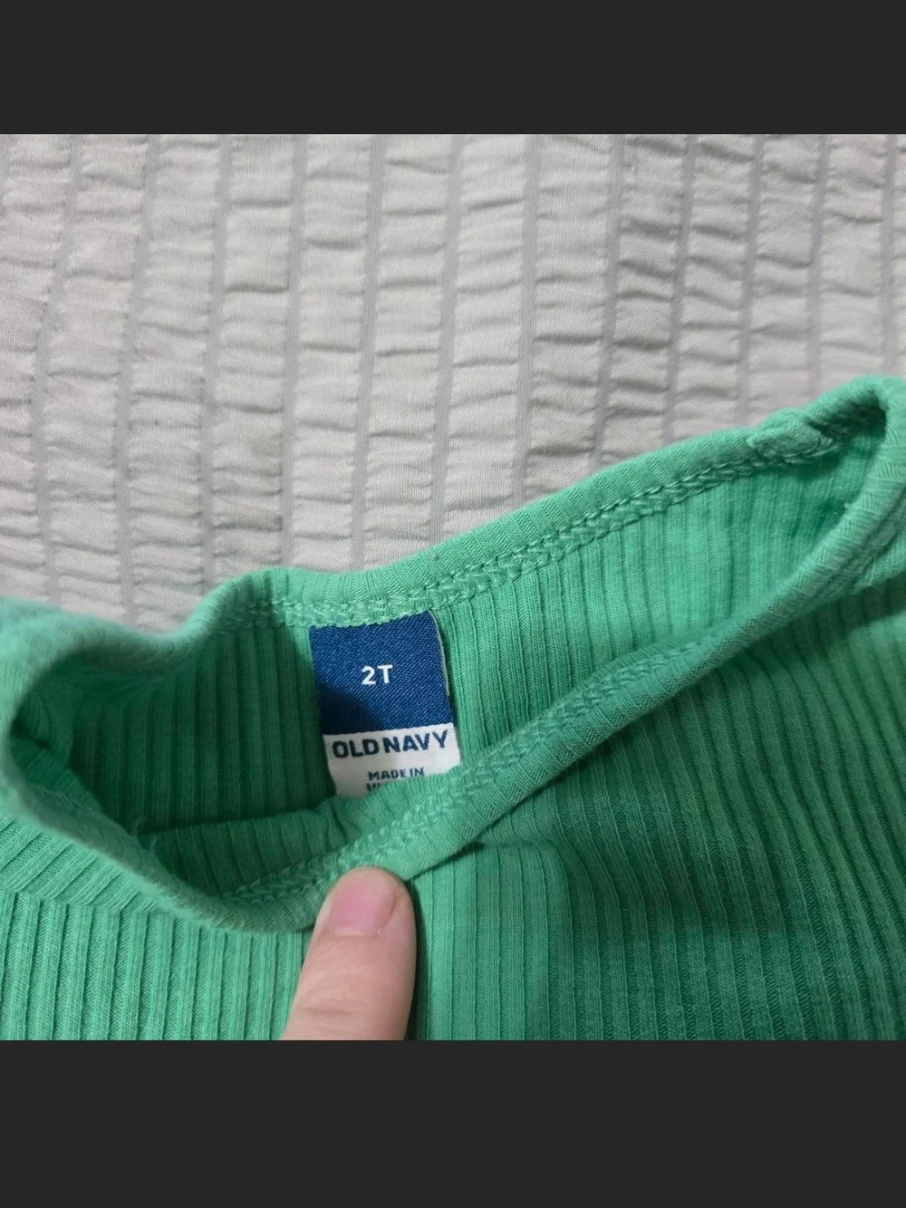 Old Navy Green Ribbed Tee & Blue Printed Short Sleeve Top - Girls